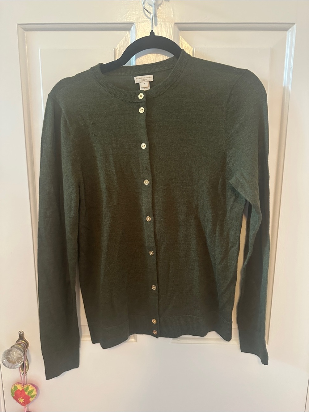 J.Crew Classic Caryn Crewneck Button-Front Women's Sweater - Dark Green